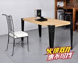 实木新款金属桌面铁艺支架现代用餐桌美式乡村简约书桌办公桌子