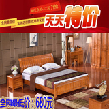 合肥实木家具实木床1.8米1.5双人橡胶木简约现代卧室家具婚床特价