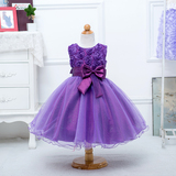 2016新款儿童公主裙 夏装女童礼服女童紫色连衣裙花童婚纱蓬蓬裙
