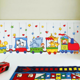 儿童房间墙壁贴纸宝宝卧室可移除墙纸贴画幼儿园装饰卡通火车墙贴