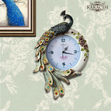 欧式钟表 创意孔雀挂钟 客厅现代时尚钟 大挂表 个性静音数字时钟