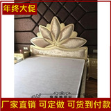 欧式床 实木双人床田园公主床新古典婚床现代绒布简约1.8米雕花床