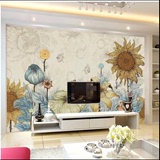 欧式复古花卉油画壁纸手绘大型壁画客厅卧室沙发电视背景墙纸墙布