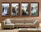 scfy纯手绘油画 现代客厅中式装饰有框沙发背景挂画 三联风景山水