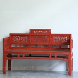 罗汉床实木古典新中式复古雕花床榻中国风做旧双人椅沙发长椅客厅