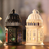 简约铁艺欧式桌面摆件浪漫小房子蜡烛台灯异域灵性烛光晚餐道具