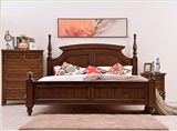 现货美式实木床乡村家具1.51.8米双人床正宗胡桃色新古典婚床定制