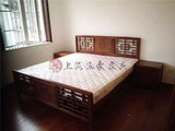 上海涵豪家具北方老榆木全实木家具明清古典中式雕花1.8双人床