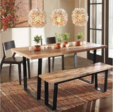 实木防锈铁艺原木复古餐桌 书桌长方形组合10人美式乡村定制特价