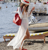 新款 加长款雪纺波西米亚度假沙滩裙 比基尼外罩衫泳衣披纱防晒衣
