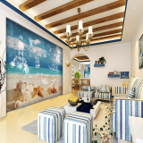 大型3d壁画地中海海边沙滩贝壳电视客厅卧室背景墙无纺布壁纸墙纸