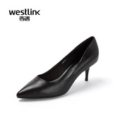 Westlink西遇女鞋2016春季新款真皮尖头高跟鞋女简约细跟女单鞋