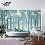 北欧时尚个性大型壁画客厅沙发电视背景墙壁纸3D立体无缝墙纸森鹿