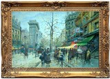 瑞堂 欧式客厅装饰画 卧室手绘油画 欧式风景有框画 巴黎街景1046