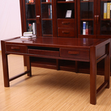 新款榆木书桌简约全实木电脑桌 书桌书架学习桌组合 家用中式书台