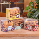 贝奥饼干盒 烘焙包装盒 圣诞曲奇饼干盒 西点塑料透明包装4色可选