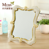 欧式复古台式化妆镜子桌面高清晰便携大小号结婚梳妆镜美容公主镜