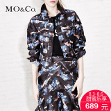 MO&Co.摩安珂2015春季女装短款外套 翻领印花口袋MA151COT02 moco