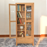 白橡木简约宜家两门大书柜纯实木环保书架欧式新款木质置物架特价