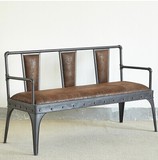 美式做旧复古餐椅铁艺沙发椅子時尚休闲咖啡店公园长椅办公