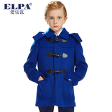 ELPA中大童冬装儿童牛角扣加棉加厚中长款男童羊毛呢大衣外套
