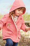 英国代购NEXT秋冬14新款 女童粉色老鼠贴布带帽外套大衣