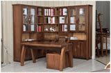 全实木组合书柜二门三门转角开放式书橱胡桃木书架组合中式家具