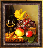 瑞杰 手绘油画欧式古典静物餐厅有框油画玄关客厅装饰画水果0071