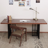 美式书桌实木写字台简约书画桌铁艺创意仿古办公桌电脑桌家用书台