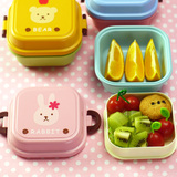 日本热卖 可爱动物点心便当盒 儿童便携小饭盒 宝宝水果双层饭盒