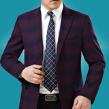 新款大牌阿玛尼男士单件休闲西服上衣羊毛商务休闲单西外套紫色