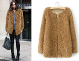 欧洲秋冬新款仿皮草中长款加厚保暖外套羊羔绒毛尼女装