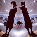 zara女装2015冬季新款女装韩版中长款打底假两件套毛衣针织连衣裙