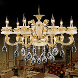 欧式奢华锌合金水晶蜡烛天然玉石吊灯高档餐客厅简约卧室创意灯具