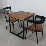 美式复古铁艺实木酒吧餐桌椅仿古咖啡桌椅小方桌餐桌椅户外桌椅