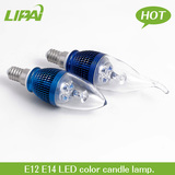 蓝光1W3WLED蜡烛灯尖泡拉尾泡 E14E12小螺品蓝光节能灯泡光源