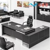 上海现代时尚办公桌 高档皮面总裁老板桌 新款大班桌简约组合桌子