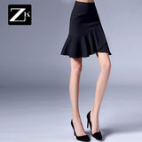 ZK2016春装新款纯色半身裙褶皱简约通勤短裙欧美显瘦修身收腰女装