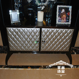鳄鱼纹 银色 黑檀 玄关柜 双开门 餐边柜 后现代 鞋柜 p166