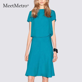 MeetMetro2016春季新款时尚宽松雪纺半身裙套装裙两件套连衣裙女