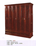 衣柜六门三抽实木桦木平拉卧室整体橱柜简约现代海棠原木色红棕色