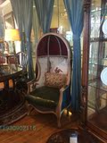 美式乡村太空椅创意 蛋壳椅时尚休闲纯实木鸟笼椅复古做旧沙发椅