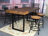 欧式铁艺实木餐桌椅组合休闲咖啡西餐厅长方形桌椅套装家用餐桌