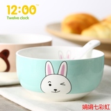 韩式家用骨瓷碗套装碗勺卡通饭碗可爱陶瓷碗创意套碗礼盒餐具礼品