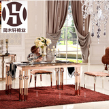 不锈钢餐桌饭桌玫瑰金色 大理石简约现代创意时尚个性餐桌椅组合