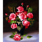 蒙娜丽莎印花十字绣最新款客厅油画玫瑰花瓶十字绣卧室大幅系列图