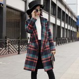 2015冬季新款女装大码气质修身格子中长款大衣加厚毛呢外套女韩版