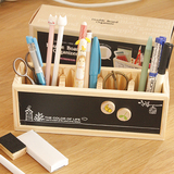 Do家 ZAKKA 韩国原木 木质创意笔筒 磁性黑板白板留言板
