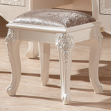 福永名欧式梳妆凳雕花法式田园梳妆台凳子 白色欧式化妆凳 实木