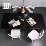 拉洛 纯黑色大工作台 极简设计工作室桌子 多人开放式办公会议桌
